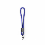 Lanyard de pulso de nylon com peça metálica personalização total cor azul real sétima vista