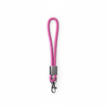 Lanyard de pulso de nylon com peça metálica personalização total cor fúcsia sétima vista