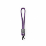 Lanyard de pulso de nylon com peça metálica personalização total cor roxo sétima vista