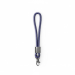 Lanyard de pulso de nylon com peça metálica personalização total cor azul ultramarino sétima vista