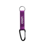 Porta-chaves de fita de poliéster com mosquetão personalização total cor roxo