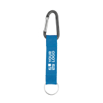 Porta-chaves fita rPET, mosquetão anel metálico personalização total cor azul vista principal