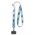 Lanyard porta-credenciais ajustável de rPET, personalização total cor branco vista principal