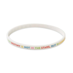 Pulseira fina silicone para eventos 100% personalizável feita a medida cor branco