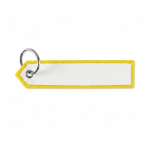 Porta-chaves forma de etiqueta ponta triangular personalização total cor amarelo sétima vista