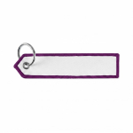 Porta-chaves forma de etiqueta ponta triangular personalização total cor roxo sétima vista