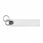 Etiqueta poliéster bordada, anel 2x porta-chaves personalização total cor branco sétima vista