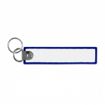Etiqueta poliéster bordada, anel 2x porta-chaves personalização total cor azul elétrico sétima vista
