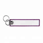 Etiqueta poliéster bordada, anel 2x porta-chaves personalização total cor roxo sétima vista