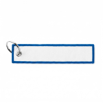 Porta-chaves forma de etiqueta poliéster bordada personalização total cor azul sétima vista