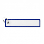 Porta-chaves forma de etiqueta poliéster bordada personalização total cor azul elétrico sétima vista