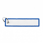 Porta-chaves forma de etiqueta poliéster bordada personalização total cor azul real sétima vista