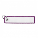 Porta-chaves forma de etiqueta poliéster bordada personalização total cor roxo sétima vista
