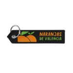 Porta-chaves têxtil tipo etiqueta ponta triangular personalização total cor preto