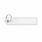 Porta-chaves têxtil tipo etiqueta ponta triangular personalização total cor branco sétima vista