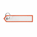 Porta-chaves têxtil tipo etiqueta ponta triangular personalização total cor cor-de-laranja sétima vista