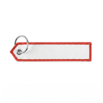 Porta-chaves têxtil tipo etiqueta ponta triangular personalização total cor vermelho-escuro sétima vista