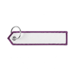 Porta-chaves têxtil tipo etiqueta ponta triangular personalização total cor roxo sétima vista
