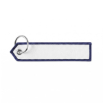 Porta-chaves têxtil tipo etiqueta ponta triangular personalização total cor azul ultramarino sétima vista
