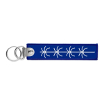 Porta-chaves de poliéster bordado com anel duplo personalização total cor azul real