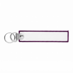 Porta-chaves de poliéster bordado com anel duplo personalização total cor roxo sétima vista