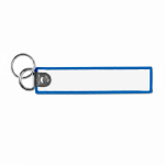Porta-chaves forma de etiqueta tecido anel duplo personalização total cor azul sétima vista