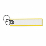 Porta-chaves forma de etiqueta tecido anel duplo personalização total cor amarelo sétima vista