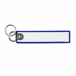 Porta-chaves forma de etiqueta tecido anel duplo personalização total cor azul elétrico sétima vista