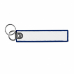 Porta-chaves forma de etiqueta tecido anel duplo personalização total cor azul ultramarino sétima vista