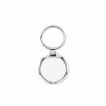 Porta-chaves de liga de zinco em forma circular personalização total cor branco sétima vista