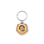 Porta-chaves de liga de zinco em forma circular personalização total cor branco