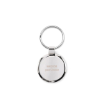 Porta-chaves de liga de zinco em forma circular personalização total cor branco terceira vista