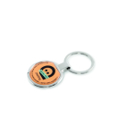 Porta-chaves de liga de zinco em forma circular personalização total cor branco