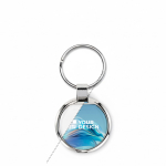 Porta-chaves de liga de zinco em forma circular personalização total cor branco vista principal