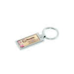 Porta-chaves de liga de zinco em forma retangular personalização total cor branco