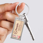 Porta-chaves de liga de zinco em forma retangular personalização total cor branco