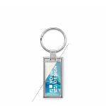 Porta-chaves de liga de zinco em forma retangular personalização total cor branco vista principal
