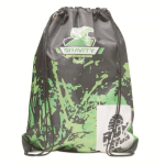 Mochila de cordão poliéster com bordas pretas PU personalização total cor branco