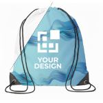 Mochila de cordão poliéster com bordas pretas PU personalização total cor branco vista principal