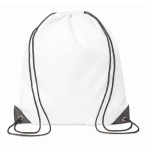 Mochila de cordão de rPET com bordas de PU personalização total cor branco sétima vista