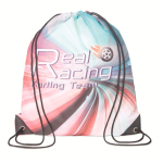 Mochila de cordão de rPET com bordas de PU personalização total cor branco