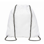 Clássica mochila de cordão feita de poliéster personalização total cor branco sétima vista