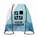 Clássica mochila de cordão feita de poliéster personalização total cor branco vista principal