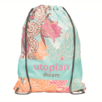 Mochila de cordão preto de rPET personalização total cor branco