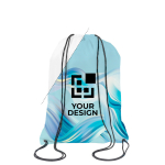 Mochila de poliéster cordão preto tamanho grande personalização total cor branco vista principal