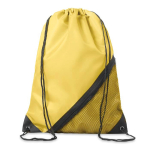 Mochila de cordão de poliéster com bolso de malha personalização total cor branco