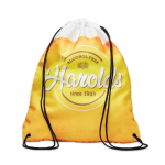 Mochila de cordão de poliéster de toque macio personalização total cor branco