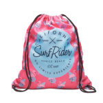 Mochila de cordão de poliéster de toque macio personalização total cor branco