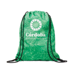 Mochila de cordão preto de poliéster personalização total cor branco