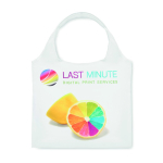 Saco dobrável de rPET com bolso interior personalização total cor branco
